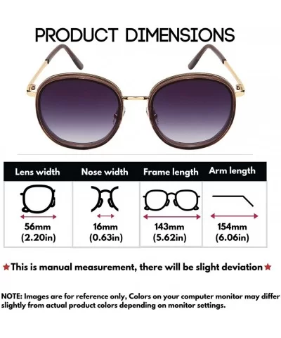 Fashion Desginer Inspired Round Sunglasess with Flat Ocean Color Lens Ultralight - CE18XH4RL95 $14.97 Round