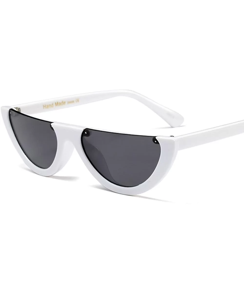 Narrow Half Rimmed Sunglasses for Women Slim Moon Skinny Flat Top Trendy Frame - White - CL186S5Z5DT $16.24 Rimless