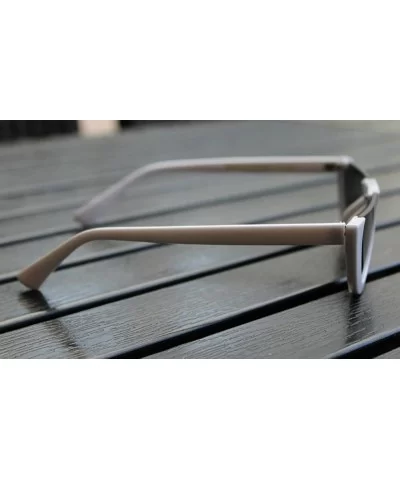 Narrow Half Rimmed Sunglasses for Women Slim Moon Skinny Flat Top Trendy Frame - White - CL186S5Z5DT $16.24 Rimless