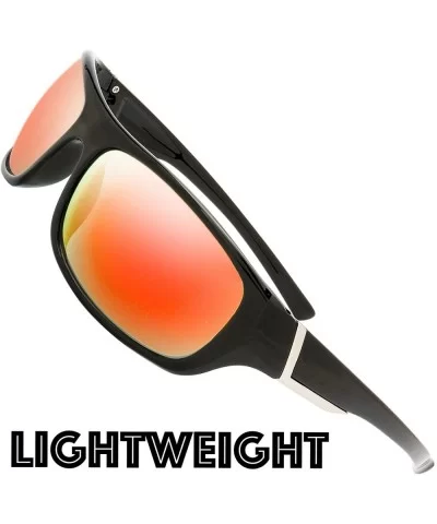 Mirror Sports Sunglasses Sun Glasses for Men Women Baseball Cycling Running - 1-shiny Black - CX18EM2D62E $24.63 Rimless