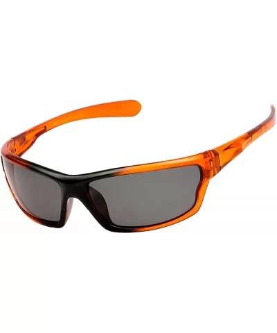 Polarized Wrap Around Sports Sunglasses - Orange - Smoke - CK18CT6KACM $16.84 Sport