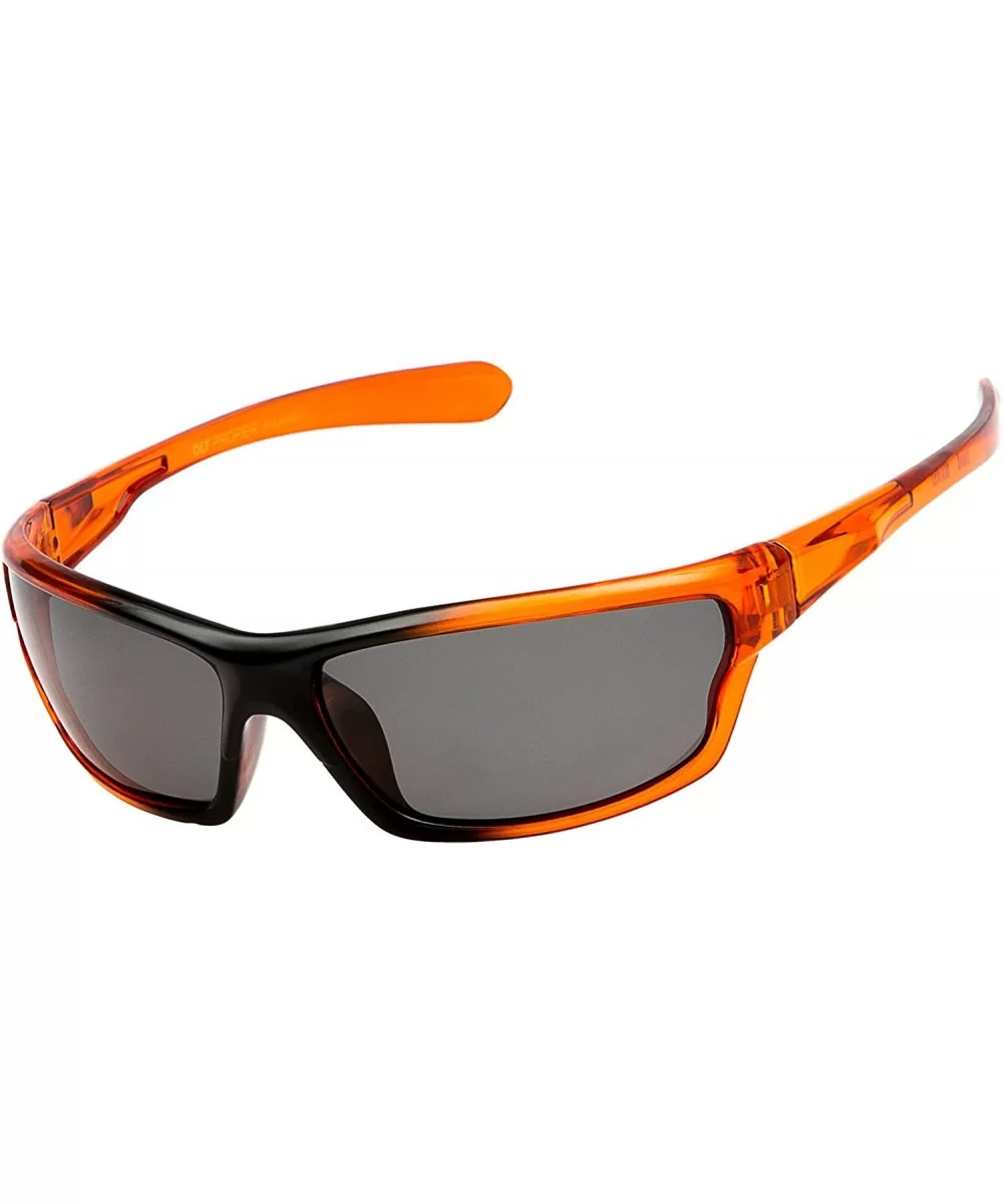 Polarized Wrap Around Sports Sunglasses - Orange - Smoke - CK18CT6KACM $16.84 Sport