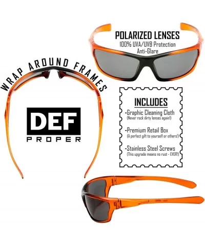 Polarized Wrap Around Sports Sunglasses - Orange - Smoke - CK18CT6KACM $16.84 Sport