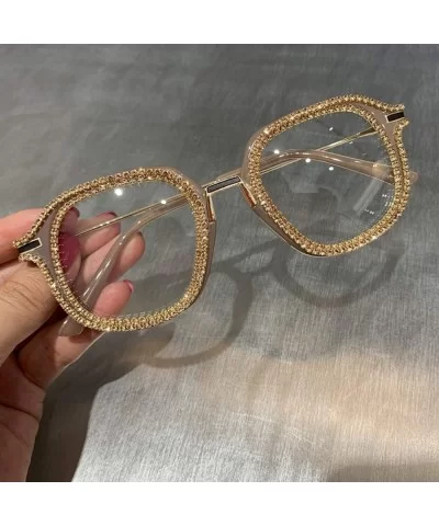 Gold Rhinestone Cat Eye Sunglasses Women Shades Sun Glasses Men Vintage Metal Clear Eyewear UV400 Sunglass - CG1984Z68UL $50....