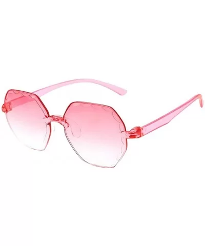 Frameless Multilateral Shaped Sunglasses One Piece Jelly Candy Colorful Unisex - Red - CN190G55X66 $10.31 Rectangular