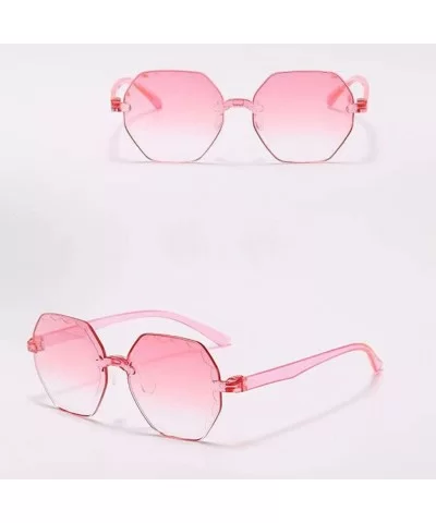 Frameless Multilateral Shaped Sunglasses One Piece Jelly Candy Colorful Unisex - Red - CN190G55X66 $10.31 Rectangular