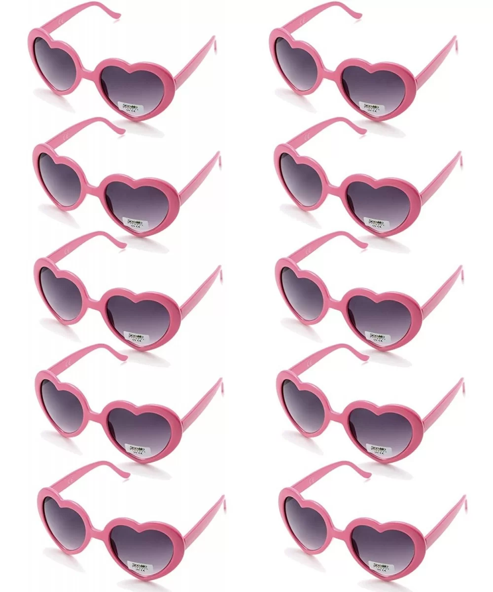 10 Pack Heart Shaped Sunglasses for Women Party Favors Eyewear Multiple Choice - Pink - CI18EOR545O $22.63 Cat Eye