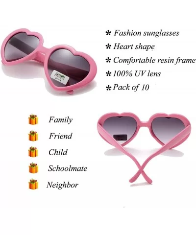 10 Pack Heart Shaped Sunglasses for Women Party Favors Eyewear Multiple Choice - Pink - CI18EOR545O $22.63 Cat Eye