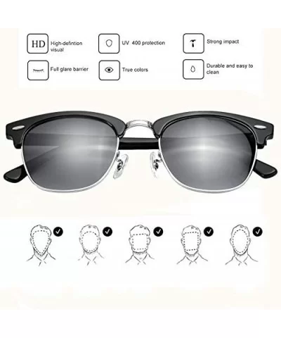 Sunglasses Vintage Semi Rimless Scratch Resistant - Metal/ Black Grey - CS18KD5UTYL $44.67 Rimless