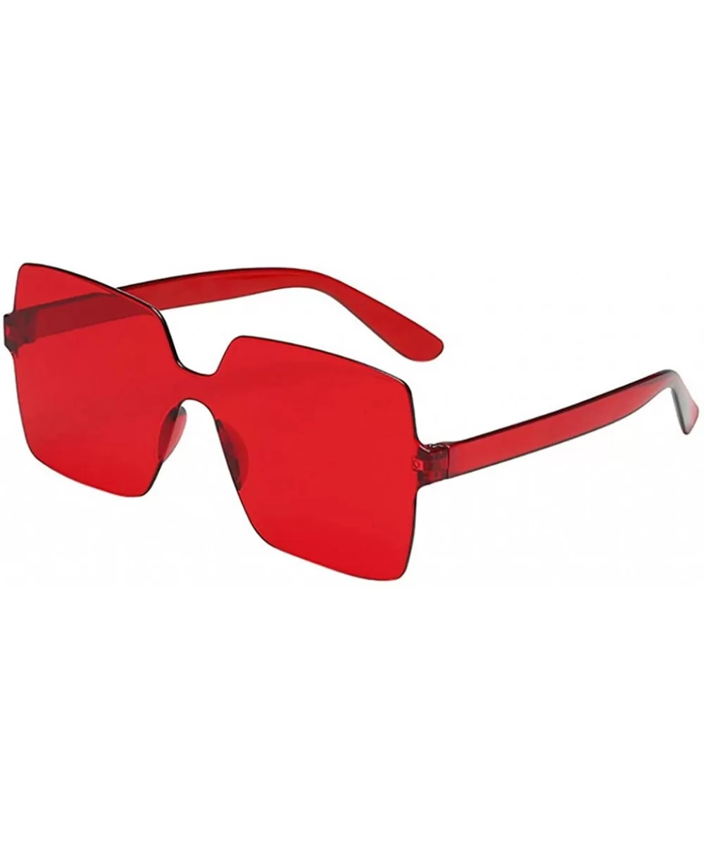 Oversized Square Candy Colors Glasses Rimless Frame Unisex Sunglasses - O - CI195NHXM7N $11.49 Square