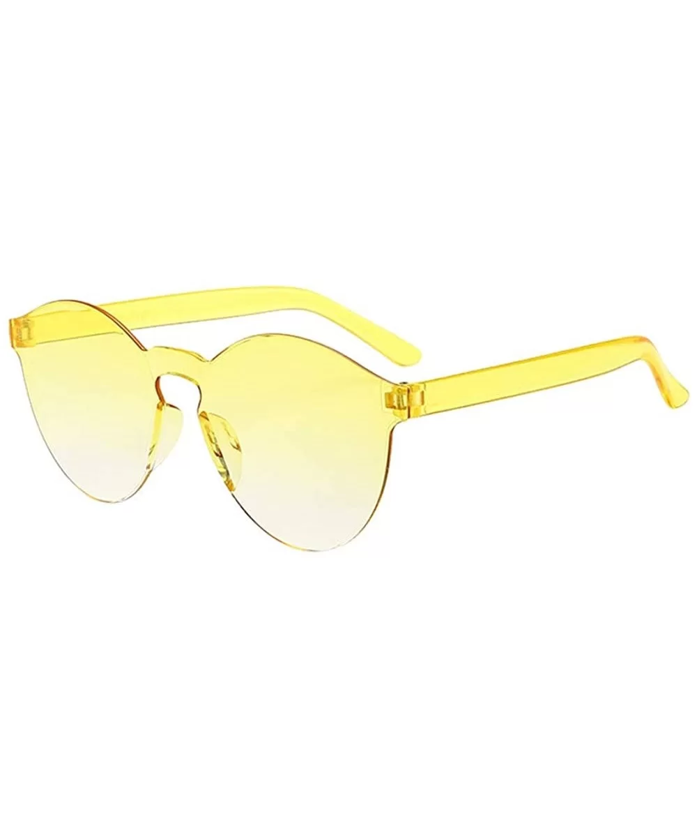 Women Men Fashion Clear Retro Sunglasses Outdoor Frameless Eyewear Glasses - Yellow - CF196HDULYS $11.22 Wrap