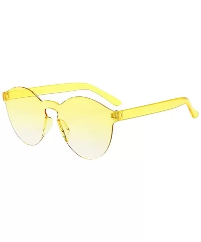 Women Men Fashion Clear Retro Sunglasses Outdoor Frameless Eyewear Glasses - Yellow - CF196HDULYS $11.22 Wrap