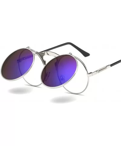 Retro Sunglasses Round Metal Frames Sun Glasses Women Men Eyewear Gold1 Silver - CV194ODCEII $38.94 Rimless