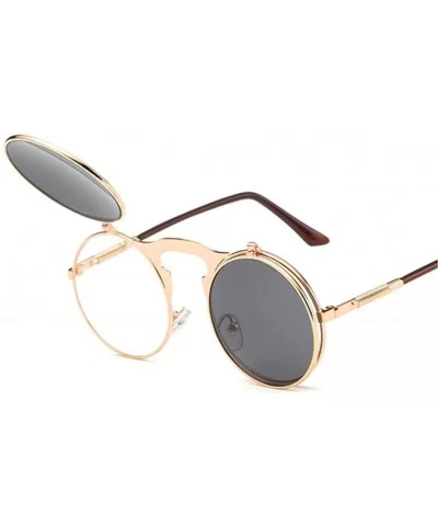 Retro Sunglasses Round Metal Frames Sun Glasses Women Men Eyewear Gold1 Silver - CV194ODCEII $38.94 Rimless