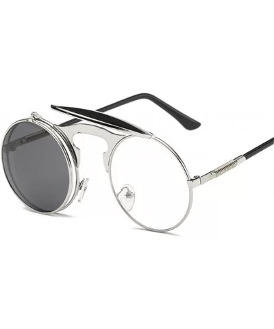 Retro Sunglasses Round Metal Frames Sun Glasses Women Men Eyewear Gold1 Silver - CV194ODCEII $38.94 Rimless