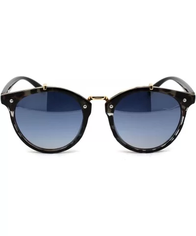 Womens Designer Fashion Round Keyhole Horn Rim Plastic Sunglasses - Grey Tortoise Smoke Mirror - CF18WQYKN48 $16.88 Round