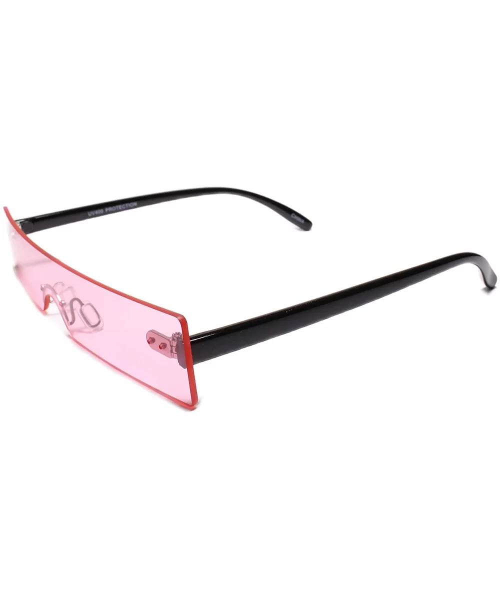 Cyclops Space Club Rave Party Futuristic Slim Rectangular Sun Glasses - Pink - CX18UIQTGK0 $18.33 Rectangular