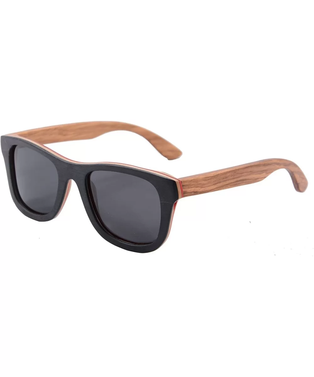 Handmade Polarized Wood Sunglasses Skateboard Wooden Sun Glasses UV400 Protection-Z68004 - Black/Nature&zebra - C612F6EYO5N $...