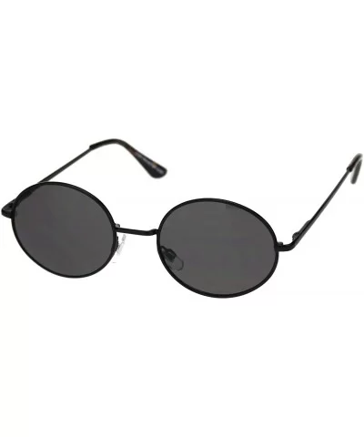 Round Oval Metal Frame Sunglasses Unisex Fashion Spring Hinge UV 400 - Black (Black) - CU18A28ZLCA $13.55 Oval