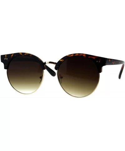 Womens Round Horn Rim Sunglasses Retro Chic Design Shades UV 400 - Tortoise (Brown) - CN18QTQ95G3 $13.56 Round