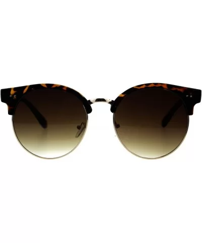 Womens Round Horn Rim Sunglasses Retro Chic Design Shades UV 400 - Tortoise (Brown) - CN18QTQ95G3 $13.56 Round