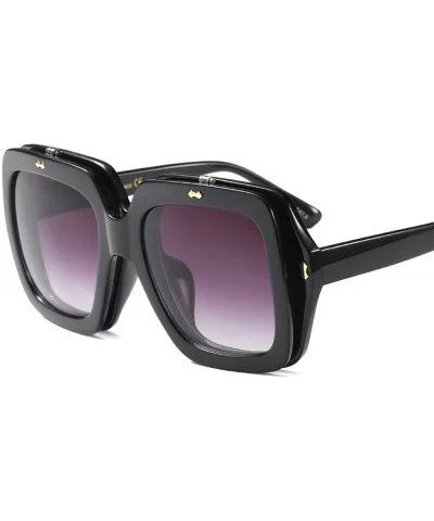 GU Square Flip Frame Sunglasses Women Men 759445 Oversized Big Goggle UV4 - Gloss Black - C718CQY7HET $16.68 Oversized