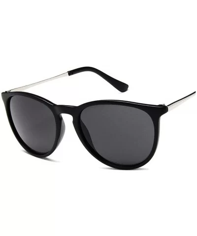 Retro Sunglasses Women Men Round Sun Glasses Mirror Lens Man Oculos De Sol Eyewear - Matt Black - CB197Y7HYOS $44.37 Round