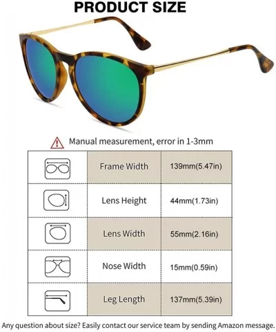 Polarized Sunglasses for Women Vintage Retro Round Mirrored Lens - Leopard Frame Green Mirrored Lens - CK18IIYMMX3 $20.18 Rim...