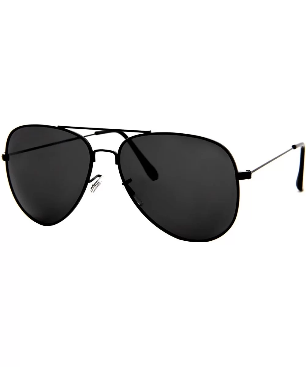 Unisex Sunglasses Classic Polarized UV400 Double Bridge AVIATOR Black - Black Metal Frame/ Black Lens - CQ18HTE2TWM $15.42 Sport