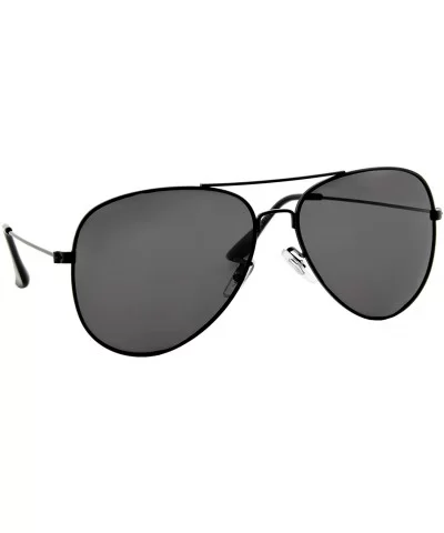 Unisex Sunglasses Classic Polarized UV400 Double Bridge AVIATOR Black - Black Metal Frame/ Black Lens - CQ18HTE2TWM $15.42 Sport