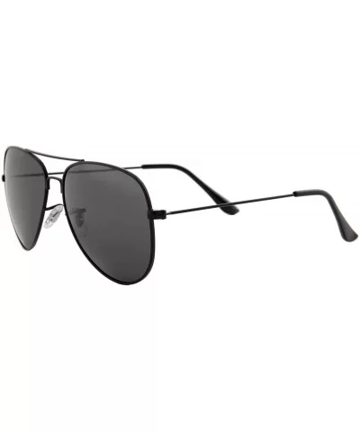 Unisex Sunglasses Classic Polarized UV400 Double Bridge AVIATOR Black - Black Metal Frame/ Black Lens - CQ18HTE2TWM $15.42 Sport