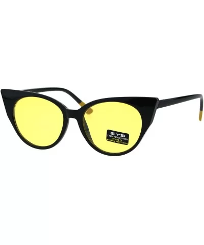 Womens Pop Color Lens Cat Eye Retro Plastic Designer Sunglasses - Yellow - CM18GY5ZQT3 $17.15 Square