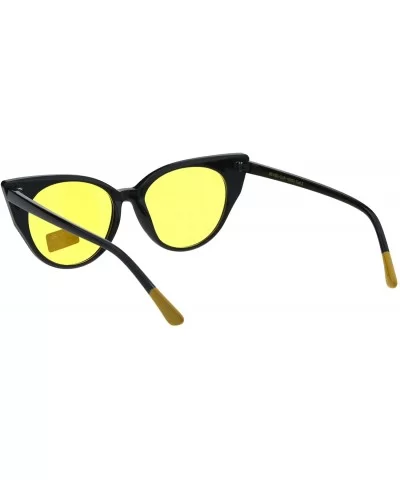 Womens Pop Color Lens Cat Eye Retro Plastic Designer Sunglasses - Yellow - CM18GY5ZQT3 $17.15 Square