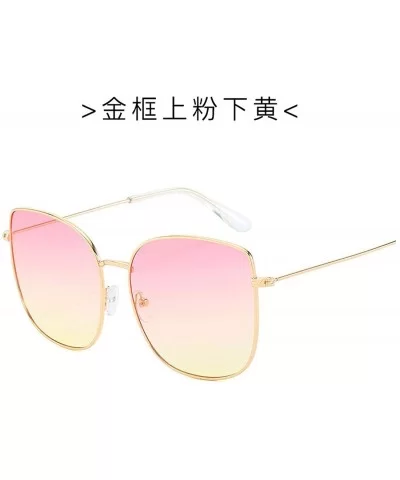 New Retro Metal Square Gradient Sunglasses Fashion Luxury Mirror Oversized Women Vintage UV400 - 3 - C1198A74DLX $55.19 Square