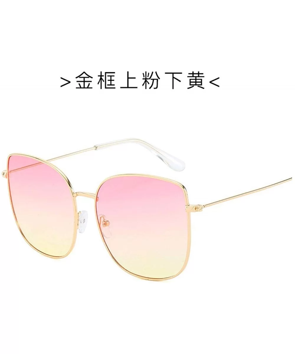 New Retro Metal Square Gradient Sunglasses Fashion Luxury Mirror Oversized Women Vintage UV400 - 3 - C1198A74DLX $55.19 Square