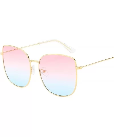 New Retro Metal Square Gradient Sunglasses Fashion Luxury Mirror Oversized Women Vintage UV400 - 3 - C1198A74DLX $55.19 Square