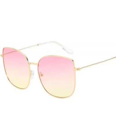 New Retro Metal Square Gradient Sunglasses Fashion Luxury Mirror Oversized Women Vintage UV400 - 3 - C1198A74DLX $55.19 Square