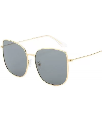 New Retro Metal Square Gradient Sunglasses Fashion Luxury Mirror Oversized Women Vintage UV400 - 3 - C1198A74DLX $55.19 Square