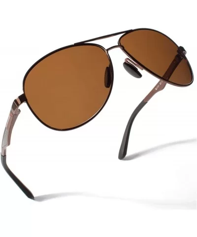 Polarized Sunglasses for Men Women Al-Mg Lightweight Driving Sun Glasses - A Brown Frame Green Lens/Polarized - CM18N0I3LIU $...