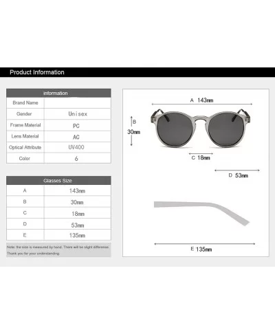 Retro Round Sunglasses Women Men Brand Design Transparent Female Sun glasses - 4 - CC18W3NCQN7 $36.67 Oversized