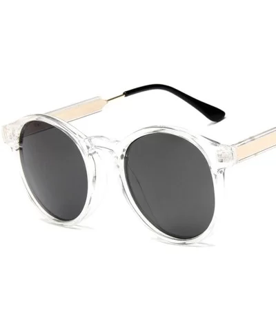 Retro Round Sunglasses Women Men Brand Design Transparent Female Sun glasses - 4 - CC18W3NCQN7 $36.67 Oversized