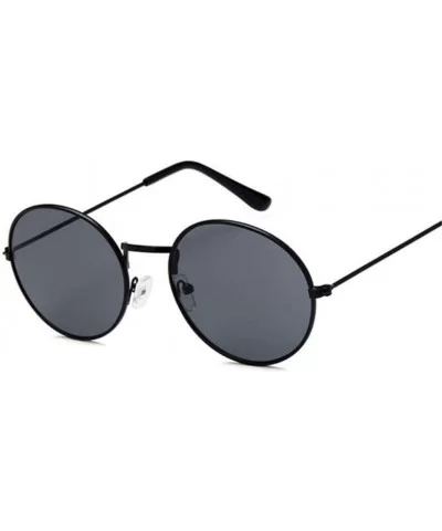 Retro Oval Sunglasses Men Women Vintage Metal Frame Sun Glasses Male Fashion - Black Gray - C1194OK5Y67 $34.20 Rimless