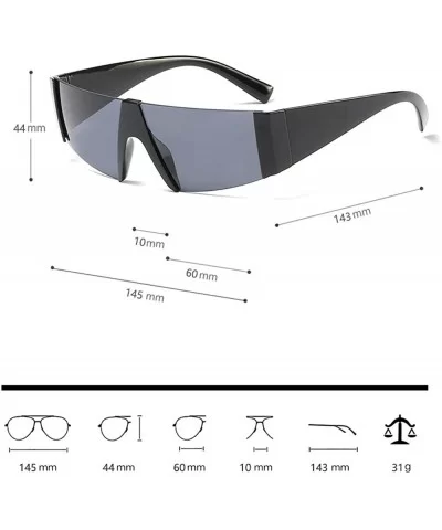 Half Framed Shield Sunglasses for Women Men Cyberpunk Thick Rimmed Semi Rimless - Silver - CM18SYYHWTT $24.57 Shield