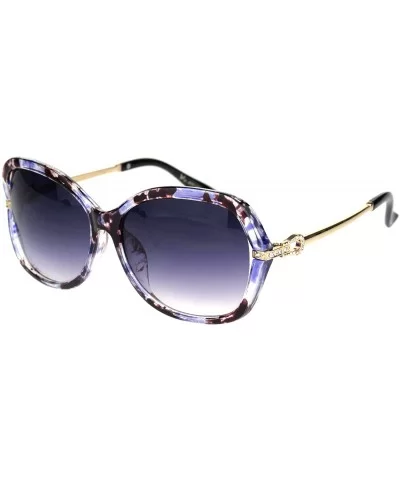 Rhinestone Iced Hinge Side Exposed Lens Plastic Butterfly Sunglasses - Purple Brown Tortoise - CD18L92L2MH $17.21 Butterfly