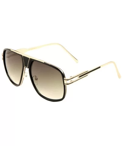 Round Square Metal Cut Black Line Temple Aviator Sunglasses - Green - C1197XOM0H5 $19.68 Square