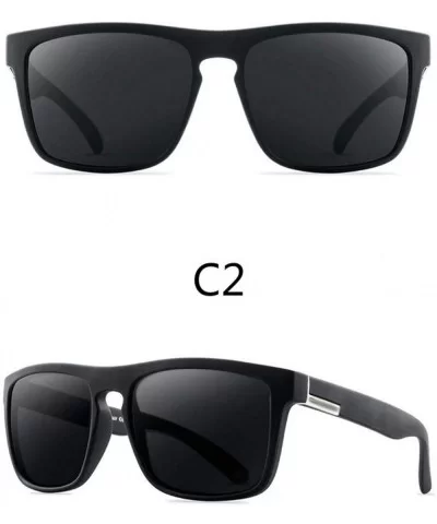 Men Polarized Sunglasses Vintage Anti-UV Driving Driver Black Goggles Eyewear Rectangle Shades Oculos - C2 - CF18Y6TR2S8 $44....