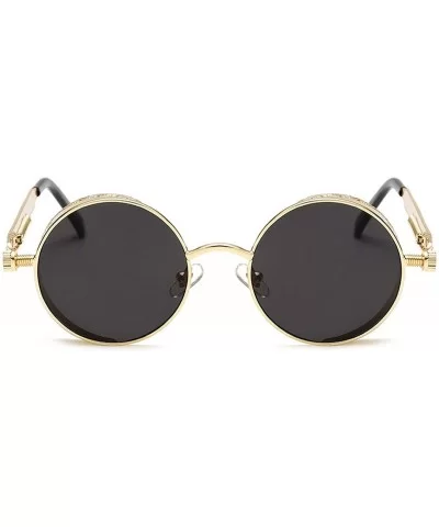 Metal Steampunk Sunglasses Men Women Round Glasses Brand Design Vintage Sunglasses - 13 - CM18W7YXXZ2 $20.54 Oversized