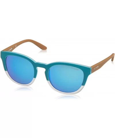 Men's An4230 Cut Back Round Sunglasses - Matte Turquoise & Cream/Green Mirror Light Blue - C012MY61MQ8 $61.99 Sport