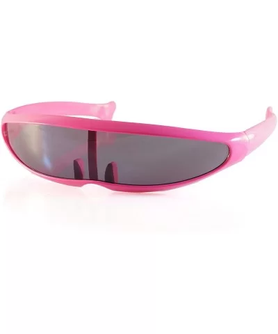 Futuristic Smoke Mono Lens Color Frame Cyber Robot Sunglasses A274 - Pink - C018RS2ILTG $11.86 Shield