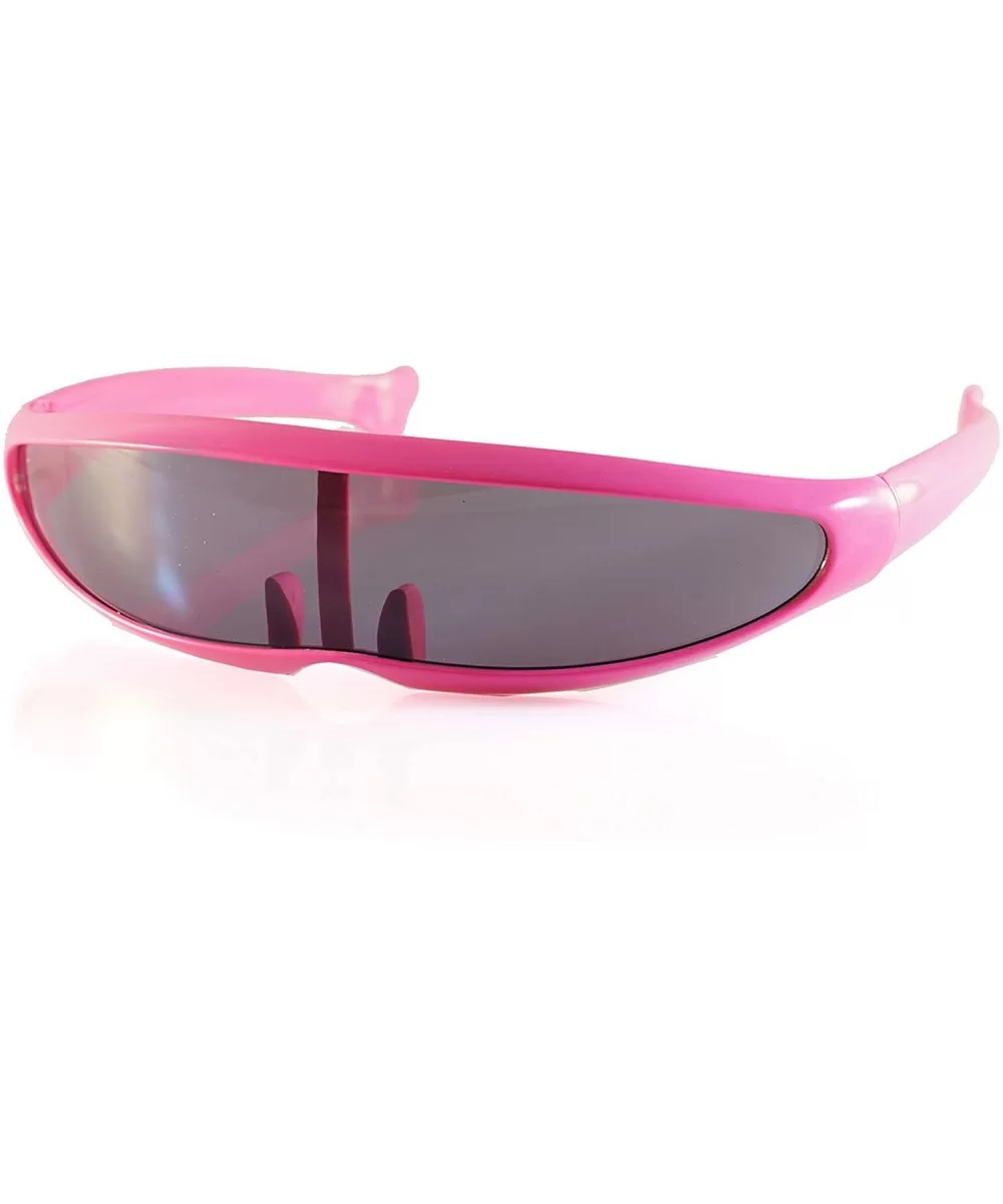 Futuristic Smoke Mono Lens Color Frame Cyber Robot Sunglasses A274 - Pink - C018RS2ILTG $11.86 Shield